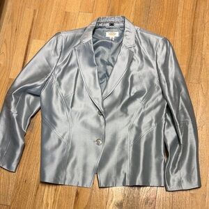 Talbots Petites Silk Silvery Blue Women's Blazer Size 16P